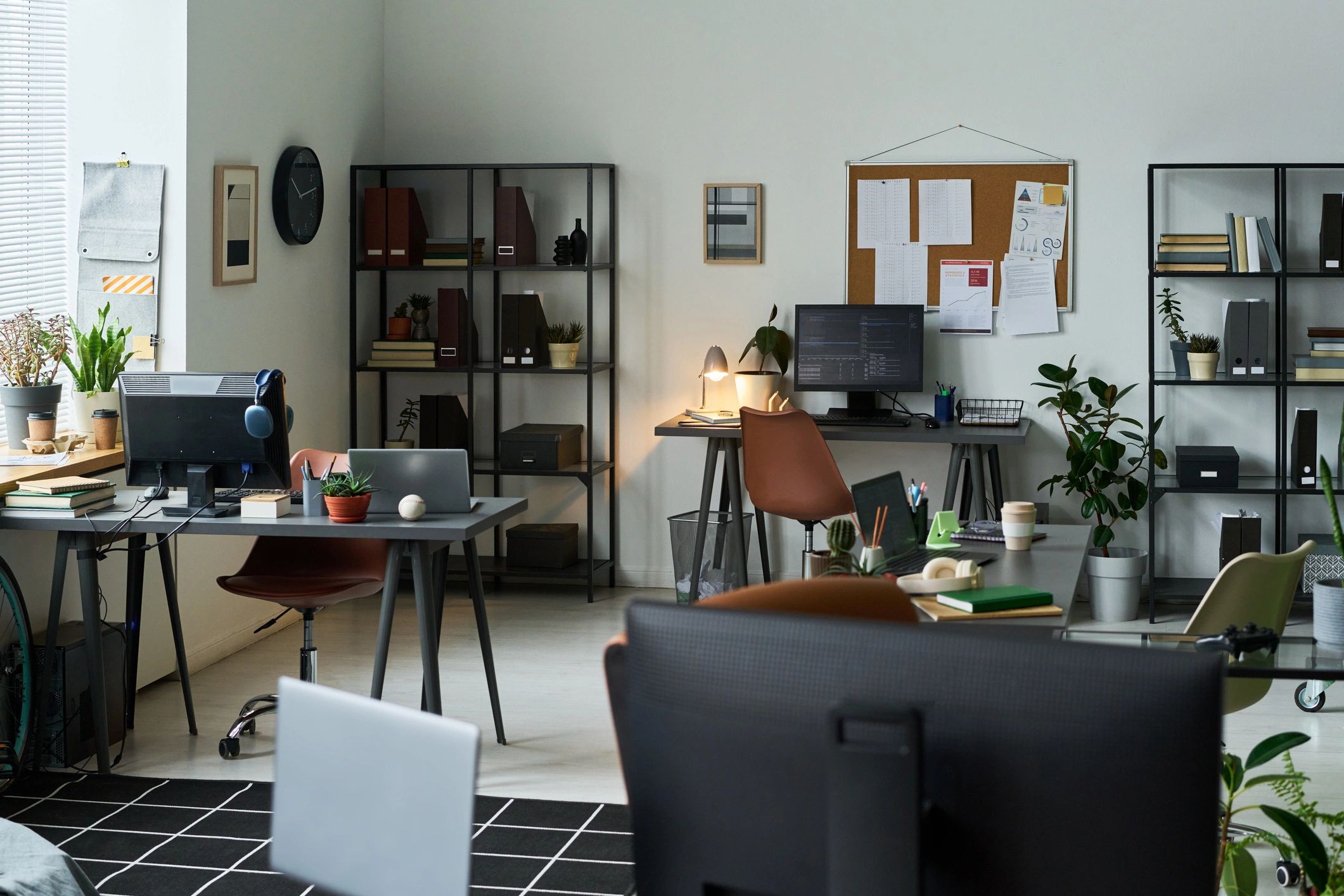 Open plan office interior designed for modern commercial productivity